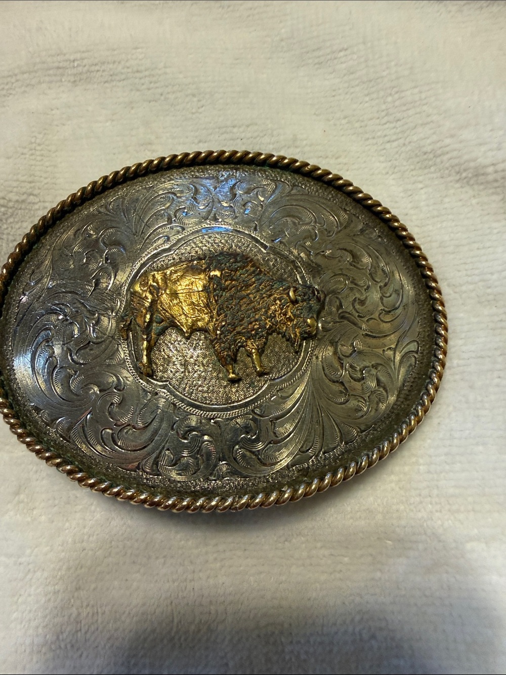 Montana Silversmiths Silver and Gold Buffalo Belt Buckle Vintage